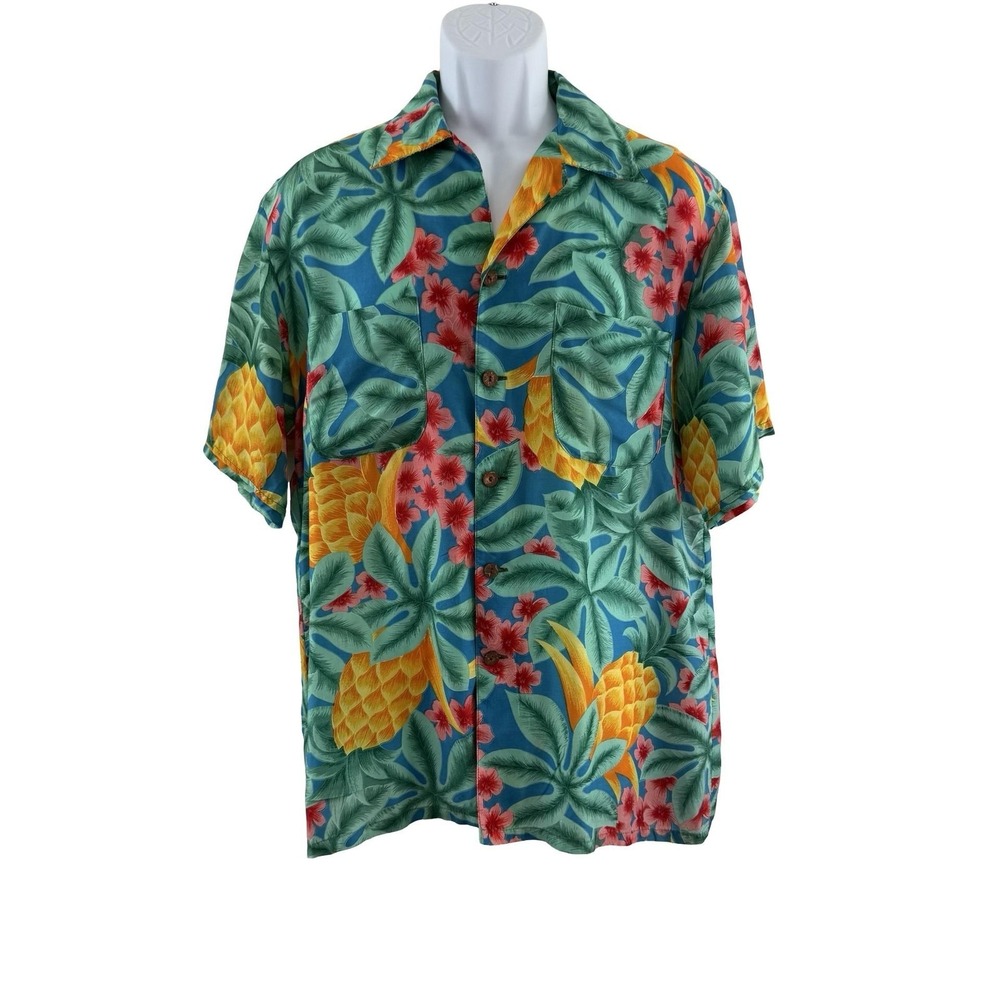 Vintage Sunshine By Sherry Holt Shirt Mens M Pineapple Hawaiian Rayon Pocket